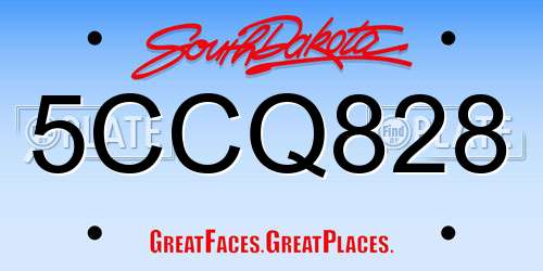 5CCQ828 South Dakota License Plate