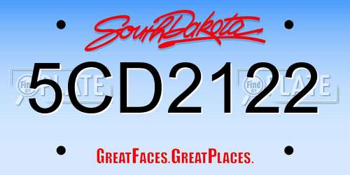 5CD2122 South Dakota License Plate