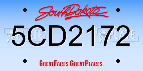 5CD2172 South Dakota License Plate