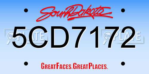 5CD7172 South Dakota License Plate