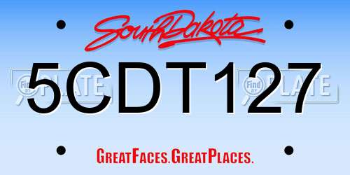 5CDT127 South Dakota License Plate