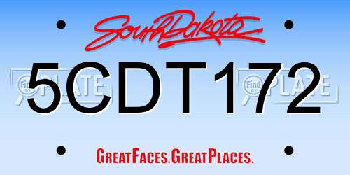 5CDT172 South Dakota License Plate