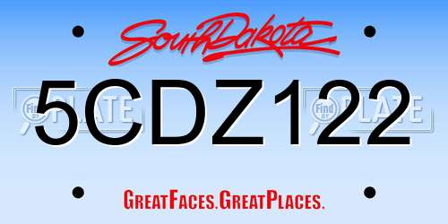 5CDZ122 South Dakota License Plate