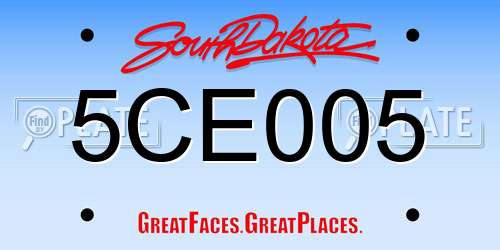 5CE005 South Dakota License Plate