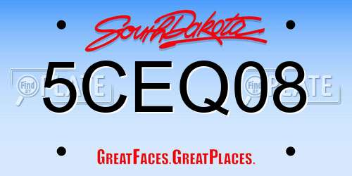 5CEQ08 South Dakota License Plate