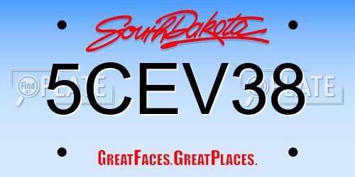 5CEV38 South Dakota License Plate