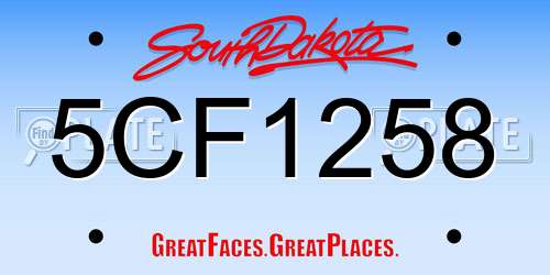 5CF1258 South Dakota License Plate