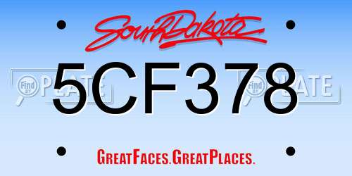 5CF378 South Dakota License Plate