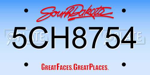 5CH8754 South Dakota License Plate
