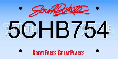 5CHB754 South Dakota License Plate