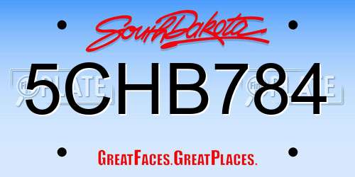 5CHB784 South Dakota License Plate