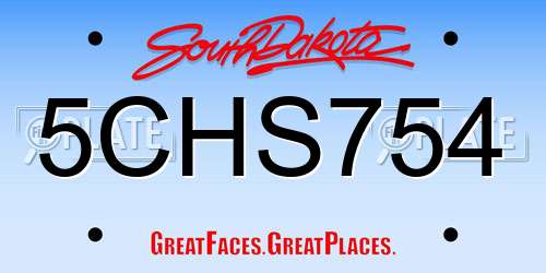 5CHS754 South Dakota License Plate
