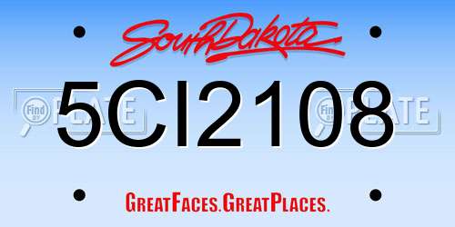 5CI2108 South Dakota License Plate