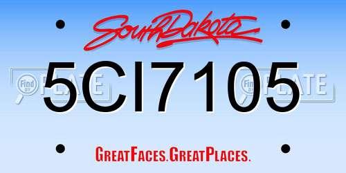 5CI7105 South Dakota License Plate