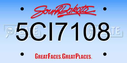 5CI7108 South Dakota License Plate