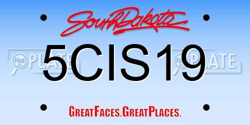 5CIS19 South Dakota License Plate