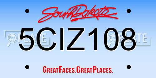 5CIZ108 South Dakota License Plate