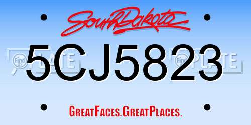 5CJ5823 South Dakota License Plate