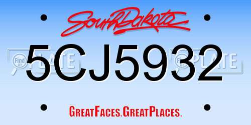5CJ5932 South Dakota License Plate
