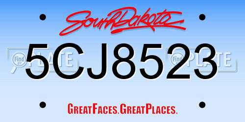 5CJ8523 South Dakota License Plate