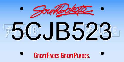 5CJB523 South Dakota License Plate