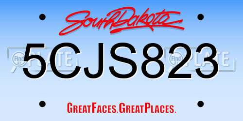 5CJS823 South Dakota License Plate