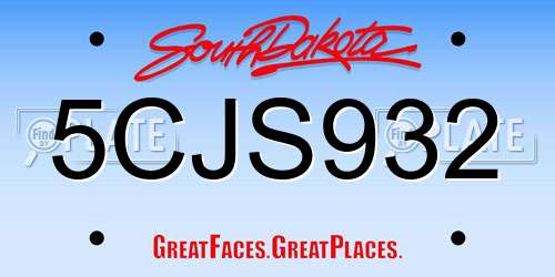 5CJS932 South Dakota License Plate