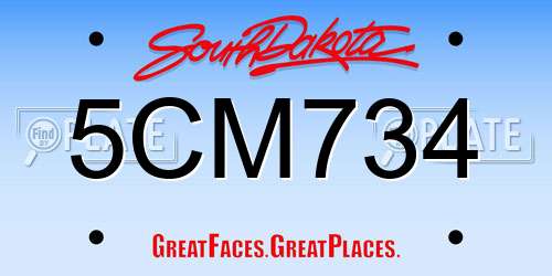 5CM734 South Dakota License Plate