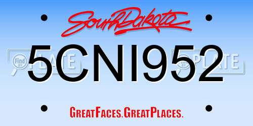 5CNI952 South Dakota License Plate