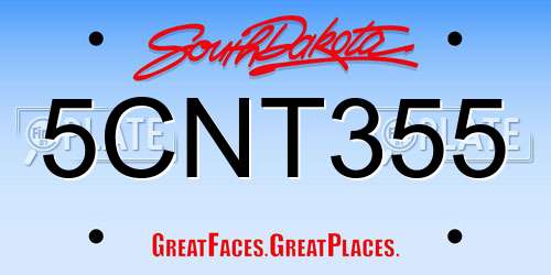5CNT355 South Dakota License Plate
