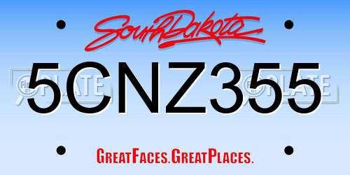 5CNZ355 South Dakota License Plate