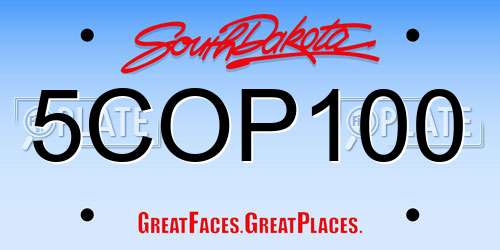 5COP100 South Dakota License Plate