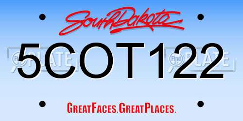5COT122 South Dakota License Plate