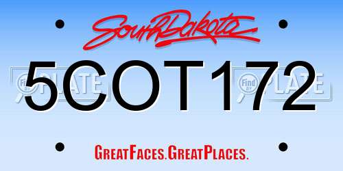 5COT172 South Dakota License Plate