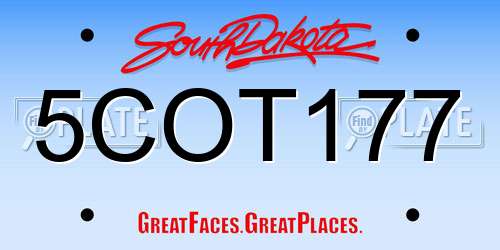 5COT177 South Dakota License Plate