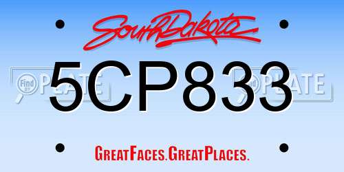 5CP833 South Dakota License Plate