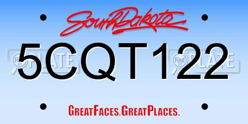 5CQT122 South Dakota License Plate