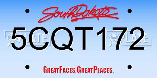 5CQT172 South Dakota License Plate