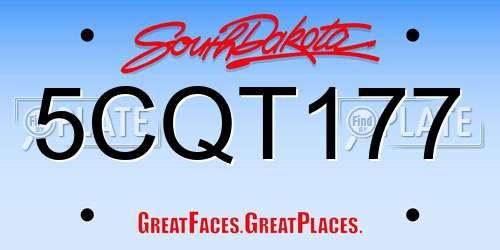 5CQT177 South Dakota License Plate