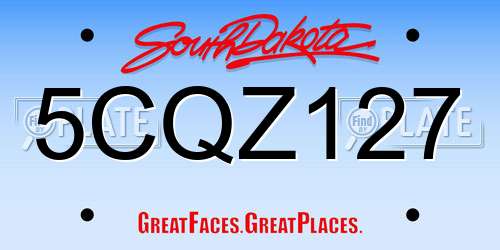 5CQZ127 South Dakota License Plate