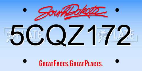 5CQZ172 South Dakota License Plate