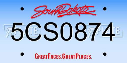 5CS0874 South Dakota License Plate