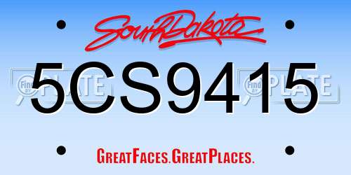5CS9415 South Dakota License Plate