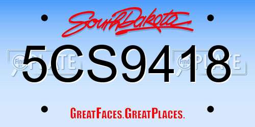5CS9418 South Dakota License Plate