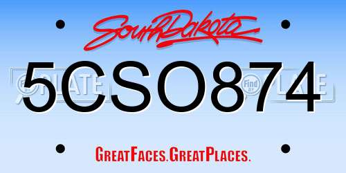 5CSO874 South Dakota License Plate