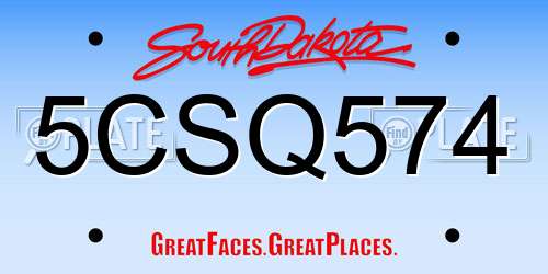 5CSQ574 South Dakota License Plate