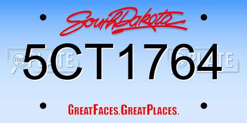 5CT1764 South Dakota License Plate