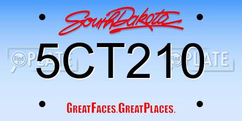 5CT210 South Dakota License Plate