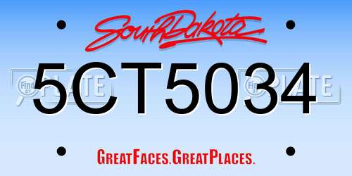 5CT5034 South Dakota License Plate