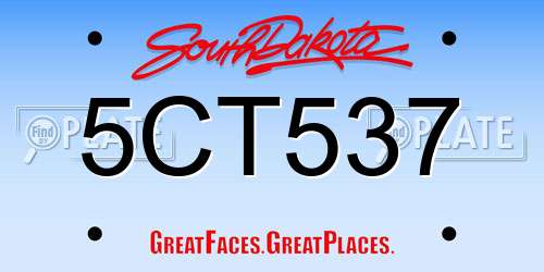 5CT537 South Dakota License Plate